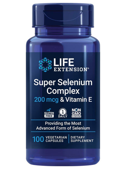 Life Extension Super Selenium Complex, 200 mcg – 3 Formen von Selen, Vitamin E – Unterstützung für Zellgesundheit & Langlebigkeit – Glutenfrei, Nicht-GVO, Vegetarisch, 1 täglich – 100 Kapseln