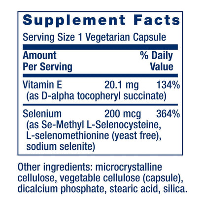 Life Extension Super Selenium Complex, 200 mcg – 3 Formen von Selen, Vitamin E – Unterstützung für Zellgesundheit & Langlebigkeit – Glutenfrei, Nicht-GVO, Vegetarisch, 1 täglich – 100 Kapseln