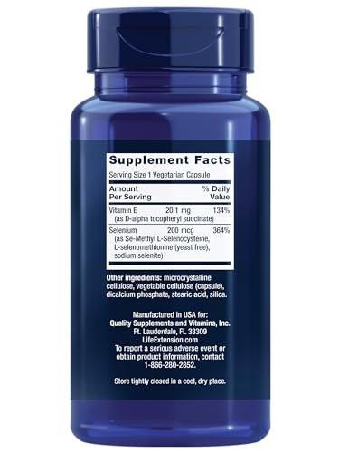 Life Extension Super Selenium Complex, 200 mcg – 3 Formen von Selen, Vitamin E – Unterstützung für Zellgesundheit & Langlebigkeit – Glutenfrei, Nicht-GVO, Vegetarisch, 1 täglich – 100 Kapseln