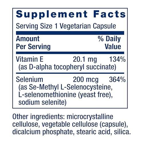 Life Extension Super Selenium Complex, 200 mcg – 3 Formen von Selen, Vitamin E – Unterstützung für Zellgesundheit & Langlebigkeit – Glutenfrei, Nicht-GVO, Vegetarisch, 1 täglich – 100 Kapseln
