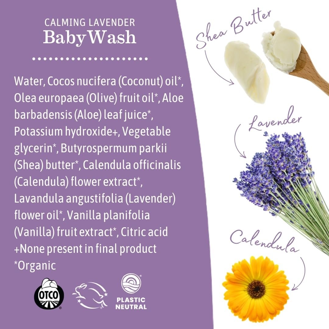 Earth Mama Beruhigendes Lavendel Babywaschgel mit milder Kastilienseife für empfindliche Haut, 5,3 Flüssigunzen