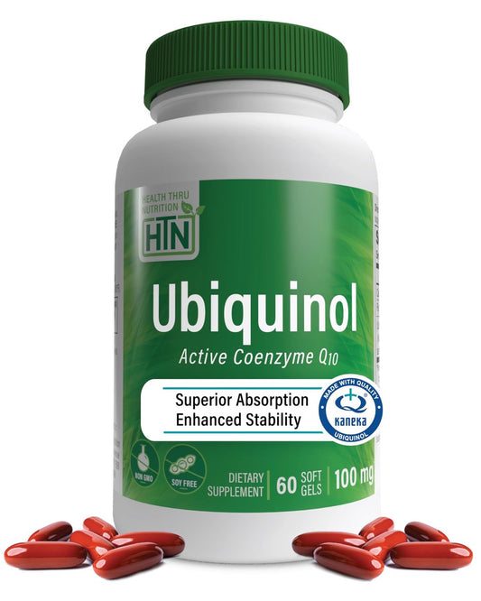 Health Thru Nutrition Ubiquinol 100mg – 60 Softgels als Kaneka QH reduziertes CoQ-10 | Stabilisiert, drittgeprüft, verbesserte Bioverfügbarkeit | Unterstützt Herz-Kreislauf- und Mitochondrienfunktion | Nicht-GVO