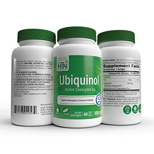 Health Thru Nutrition Ubiquinol 100mg – 60 Softgels als Kaneka QH reduziertes CoQ-10 | Stabilisiert, drittgeprüft, verbesserte Bioverfügbarkeit | Unterstützt Herz-Kreislauf- und Mitochondrienfunktion | Nicht-GVO