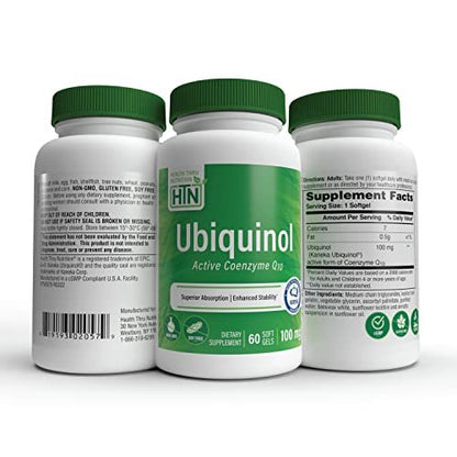 Health Thru Nutrition Ubiquinol 100mg – 60 Softgels als Kaneka QH reduziertes CoQ-10 | Stabilisiert, drittgeprüft, verbesserte Bioverfügbarkeit | Unterstützt Herz-Kreislauf- und Mitochondrienfunktion | Nicht-GVO