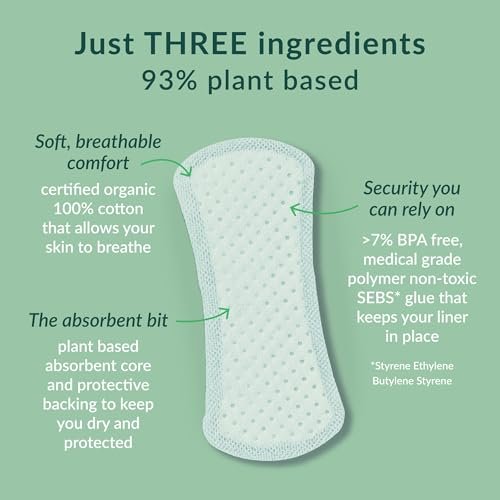 Natracare Panty Liners Curved 30er Pack - 100% Bio-Baumwolle, 3er Pack