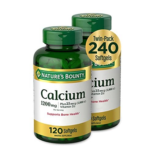 Nature's Bounty Calcium 1200 mg mit Vitamin D3 – Knochengesundheit Weichkapseln, Kalzium- und Vitamin-D-Ergänzung, 240 Stück (2er-Pack)