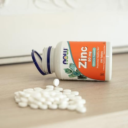 NOW Foods Zink 50 mg (Zinkgluconat) – 100 Tabletten, unterstützt Enzymfunktionen und Immunsystem