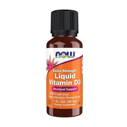 NOW Foods Nahrungsergänzungsmittel, Flüssiges Vitamin D-3, Extra Stärke, zur Unterstützung der Knochenstruktur*, 30 ml