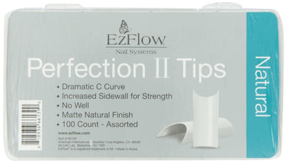 EZ Flow Perfection II Tips Natural – 100 Stück Nagelspitzen für professionelle Nagelkunst