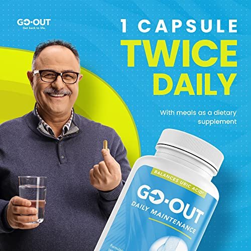 Go Out Daily Maintenance – Natürliche Harnsäureunterstützung mit Sauerkirsche, Selleriesamen und Kurkuma – Veganes, nicht-GVO, glutenfreies Nahrungsergänzungsmittel für Gelenkkomfort und gesunde Nierenfunktion, 90 Kapseln
