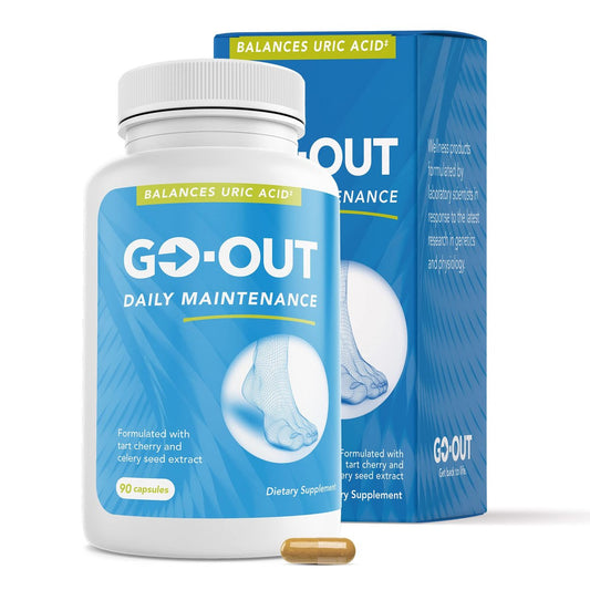 Go Out Daily Maintenance – Natürliche Harnsäureunterstützung mit Sauerkirsche, Selleriesamen und Kurkuma – Veganes, nicht-GVO, glutenfreies Nahrungsergänzungsmittel für Gelenkkomfort und gesunde Nierenfunktion, 90 Kapseln