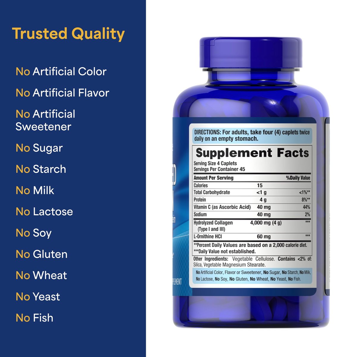 Puritan's Pride Hydrolysiertes Kollagen Pro-Structural Protein 1000 mg – Nahrungsergänzungsmittel für Haut, Knochen und Gelenke, 180 Kapseln