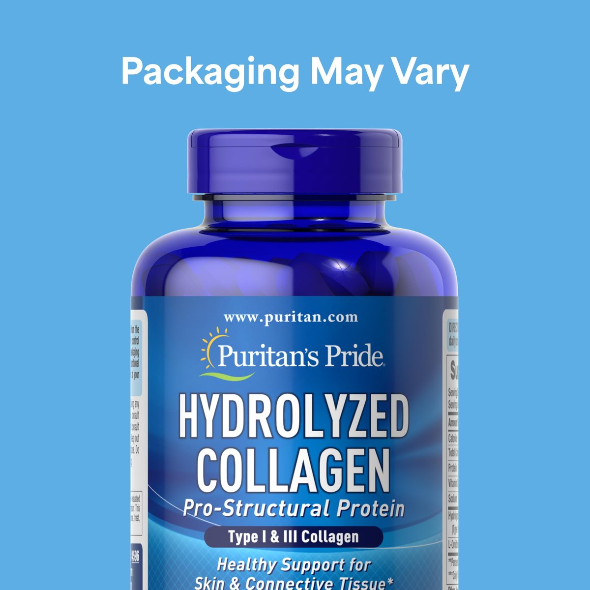 Puritan's Pride Hydrolysiertes Kollagen Pro-Structural Protein 1000 mg – Nahrungsergänzungsmittel für Haut, Knochen und Gelenke, 180 Kapseln