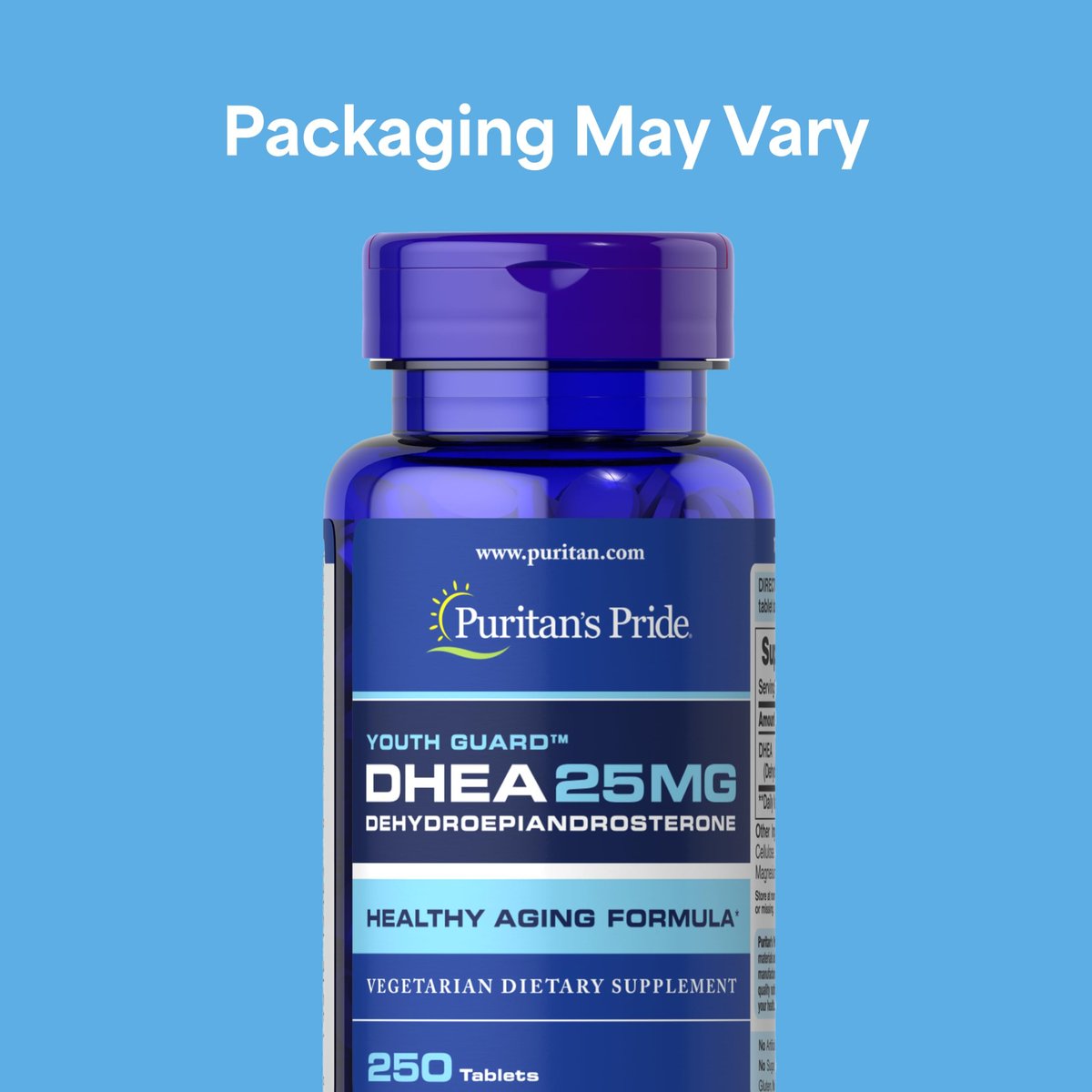 Puritan's Pride Youth Guard™ DHEA 25 mg – 250 Tabletten – Nahrungsergänzungsmittel für gesundes Altern für Frauen und Männer