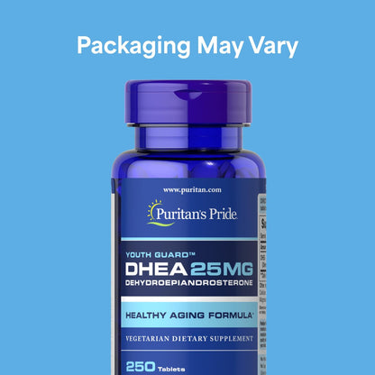 Puritan's Pride Youth Guard™ DHEA 25 mg – 250 Tabletten – Nahrungsergänzungsmittel für gesundes Altern für Frauen und Männer