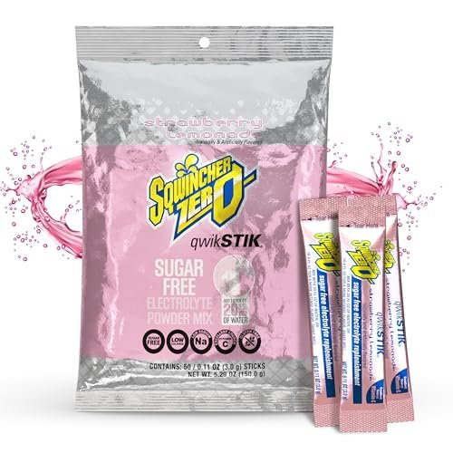 Sqwincher Zero Qwik Stik Erdbeer-Limonade – Zuckerfreies Elektrolyt-Pulver, 50 Portionen