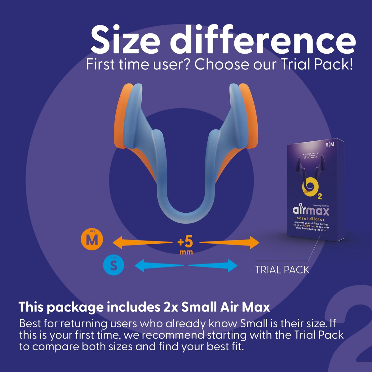 AIRMAX Nasaldilatatoren zum Schlafen – 76 % mehr Luftstrom – Anti-Schnarch-Gerät – Frei durch die Nase atmen – Nasennebenhöhlen-Entlastung, Schlafhilfe und Schnarchlösung – 2er-Pack Small Blau – 6 Monate Erleichterung