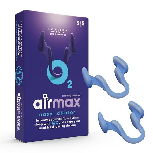 AIRMAX Nasaldilatatoren zum Schlafen – 76 % mehr Luftstrom – Anti-Schnarch-Gerät – Frei durch die Nase atmen – Nasennebenhöhlen-Entlastung, Schlafhilfe und Schnarchlösung – 2er-Pack Small Blau – 6 Monate Erleichterung