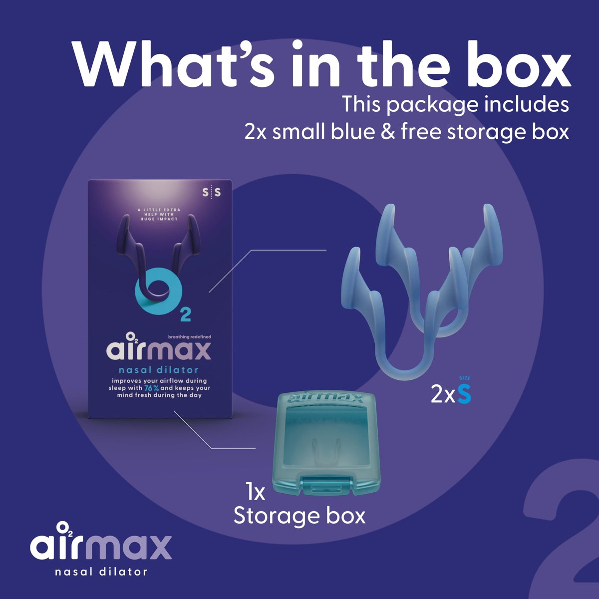 AIRMAX Nasaldilatatoren zum Schlafen – 76 % mehr Luftstrom – Anti-Schnarch-Gerät – Frei durch die Nase atmen – Nasennebenhöhlen-Entlastung, Schlafhilfe und Schnarchlösung – 2er-Pack Small Blau – 6 Monate Erleichterung