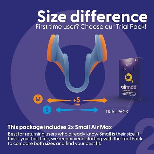 AIRMAX Nasaldilatatoren zum Schlafen – 76 % mehr Luftstrom – Anti-Schnarch-Gerät – Frei durch die Nase atmen – Nasennebenhöhlen-Entlastung, Schlafhilfe und Schnarchlösung – 2er-Pack Small Blau – 6 Monate Erleichterung