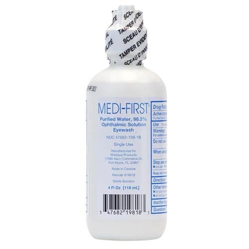Medi-First 19818 Augenspülung, Augenschutz und Erste-Hilfe-Versorgung, 118 ml
