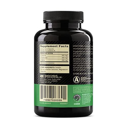 Optimum Nutrition Instantized BCAA Kapseln, Keto-freundlich, verzweigtkettige essentielle Aminosäuren, 1000mg, 60 Kapseln