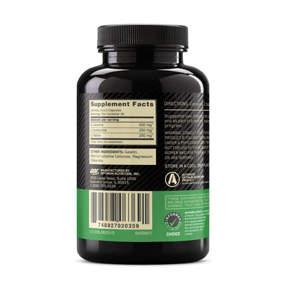 Optimum Nutrition Instantized BCAA Kapseln, Keto-freundlich, verzweigtkettige essentielle Aminosäuren, 1000mg, 60 Kapseln