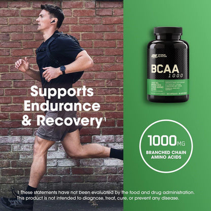 Optimum Nutrition Instantized BCAA Kapseln, Keto-freundlich, verzweigtkettige essentielle Aminosäuren, 1000mg, 60 Kapseln