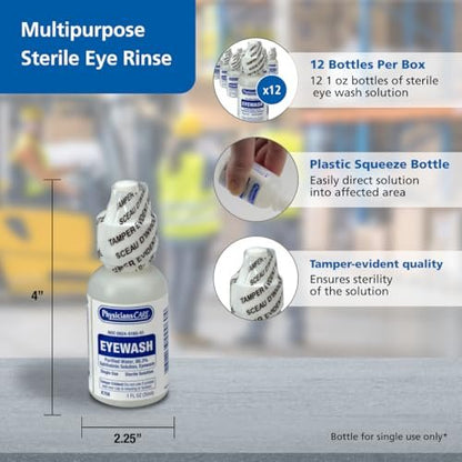 PhysiciansCare Augenspüllösung, sterile isotonische gepufferte Lösung zum Spülen und Bewässern der Augen, 1-oz Flasche