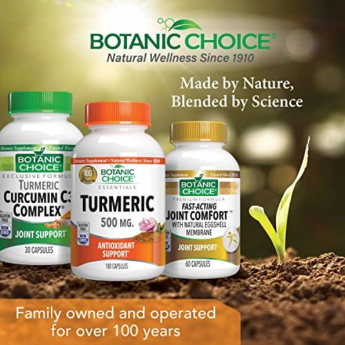 Botanic Choice Premium Kurkuma Antioxidant Unterstützung - Gelenkgesundheit für Erwachsene - 180 vegane Kapseln (500 mg pro Kapsel)