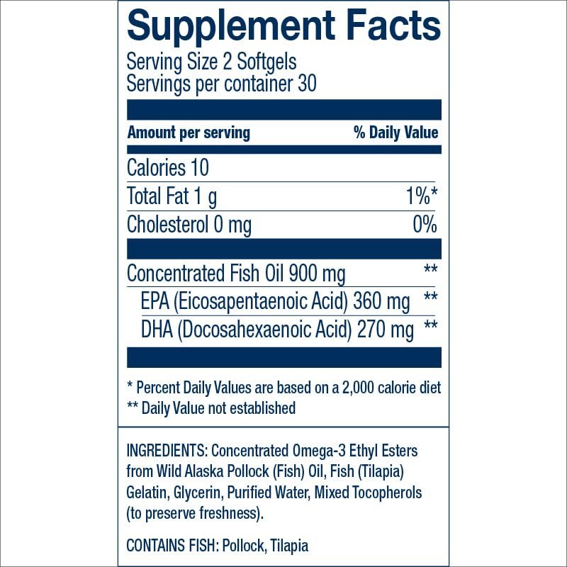 Wiley's Finest Wild Alaskan Fish Oil Easy Swallow Minis - Omega-3 Nahrungsergänzung für Erwachsene und Kinder - Doppelte Stärke mit 630 mg EPA und DHA - 60 Mini Softgels (30 Portionen)
