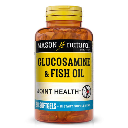 MASON NATURAL Glucosamin & Fischöl Kapseln mit DHA & Omega 3 für Gelenk- und Muskelunterstützung, 90 Weichkapseln (1 Monatsvorrat)