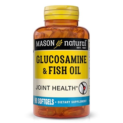 MASON NATURAL Glucosamin & Fischöl Kapseln mit DHA & Omega 3 für Gelenk- und Muskelunterstützung, 90 Weichkapseln (1 Monatsvorrat)