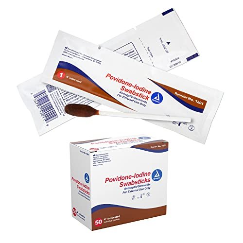 Dynarex Povidon-Iod-Tupferstäbchen – 50 einzeln verpackte Antiseptika-Tupfer zur Hautdesinfektion