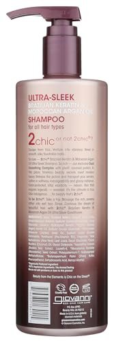 GIOVANNI 2chic Ultra-Sleek Shampoo - Brasilianisches Phyto-Keratin & Marokkanisches Arganöl, Anti-Frizz Formel, Kokosnuss, Sheabutter, Pro-Vitamin B5, Farbschutz, Parabenfrei - 710 ml
