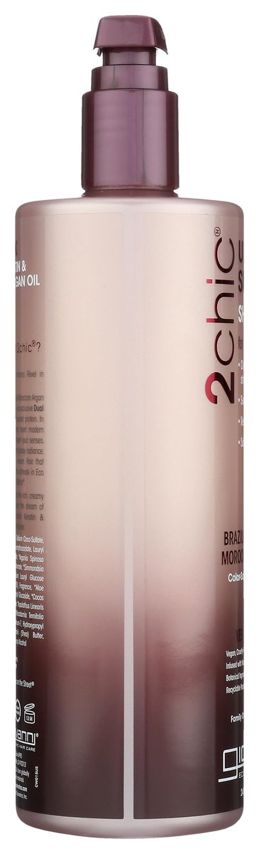 GIOVANNI 2chic Ultra-Sleek Shampoo - Brasilianisches Phyto-Keratin & Marokkanisches Arganöl, Anti-Frizz Formel, Kokosnuss, Sheabutter, Pro-Vitamin B5, Farbschutz, Parabenfrei - 710 ml