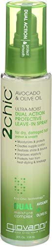 GIOVANNI 2chic Ultra-Moist Dual Action Protective Leave-In Spray – Hitzeschutz & Feuchtigkeit mit Avocado & Olivenöl, Aloe Vera, Shea Butter, botanische Extrakte, parabenfrei, farbsicher – 118 ml