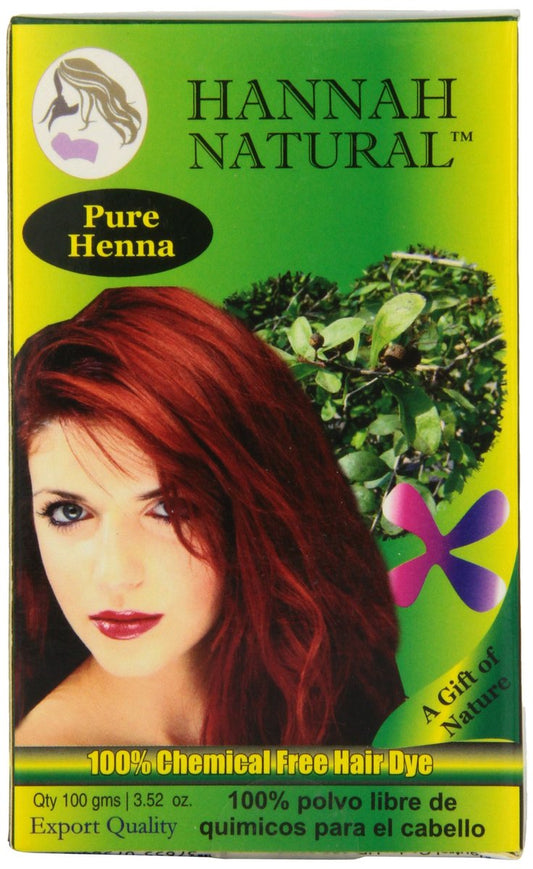 Hannah Natural 100% Reines Henna-Pulver, 100 Gramm - Natürliche Haarfarbe Rot