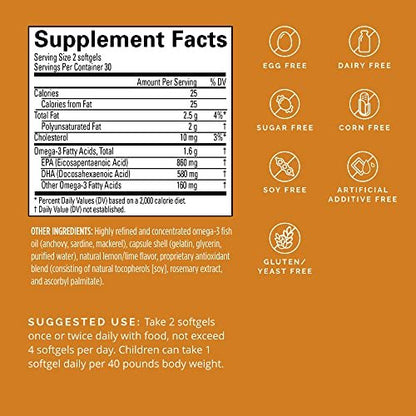 BRAINMD Dr. Amen Omega-3 Power – 60 Kapseln – Gelenk- und Immununterstützung – Enthält DHA & EPA – Glutenfrei – 30 Portionen