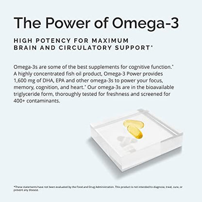 BRAINMD Dr. Amen Omega-3 Power – 60 Kapseln – Gelenk- und Immununterstützung – Enthält DHA & EPA – Glutenfrei – 30 Portionen