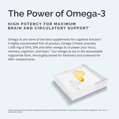 BRAINMD Dr. Amen Omega-3 Power – 60 Kapseln – Gelenk- und Immununterstützung – Enthält DHA & EPA – Glutenfrei – 30 Portionen