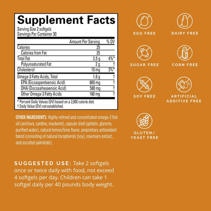 BRAINMD Dr. Amen Omega-3 Power – 60 Kapseln – Gelenk- und Immununterstützung – Enthält DHA & EPA – Glutenfrei – 30 Portionen