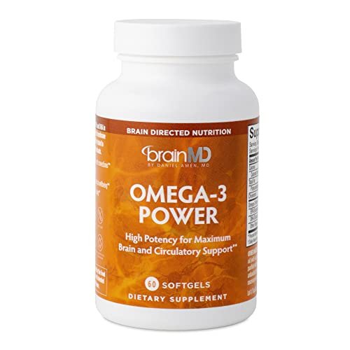 BRAINMD Dr. Amen Omega-3 Power – 60 Kapseln – Gelenk- und Immununterstützung – Enthält DHA & EPA – Glutenfrei – 30 Portionen