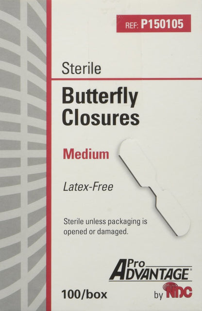 ProAdvantage Sterile Butterfly Closure Bandagen, Medium, Latexfrei, 100 Stück