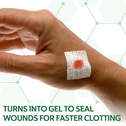 CURAD BloodStop® Wundverband | 1” x 1” | Hämostatische Gaze zur schnellen Blutstillung | Für Schnitte, Schürfwunden oder Nasenbluten | 10 Stück