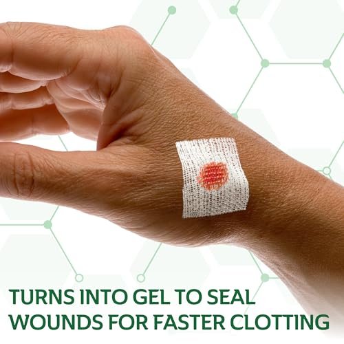 CURAD BloodStop® Wundverband | 1” x 1” | Hämostatische Gaze zur schnellen Blutstillung | Für Schnitte, Schürfwunden oder Nasenbluten | 10 Stück