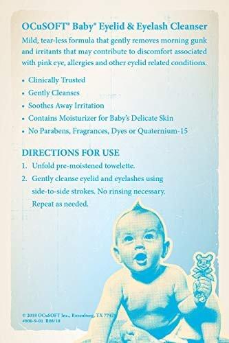 OCuSOFT Baby Augenlid- und Wimpernreiniger, vorgereinigte Tücher, Weiß/Blau, 20 Stück
