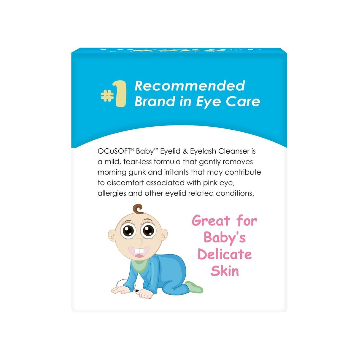 OCuSOFT Baby Augenlid- und Wimpernreiniger, vorgereinigte Tücher, Weiß/Blau, 20 Stück