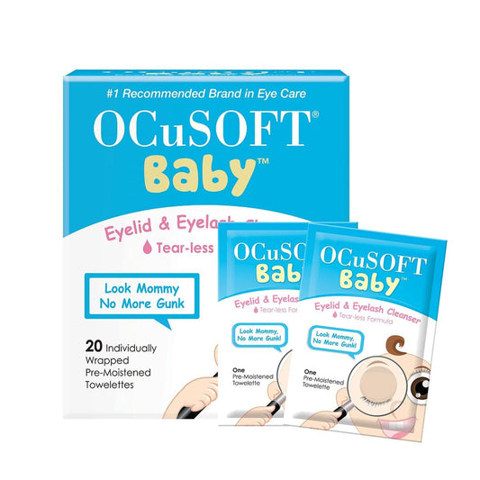 OCuSOFT Baby Augenlid- und Wimpernreiniger, vorgereinigte Tücher, Weiß/Blau, 20 Stück