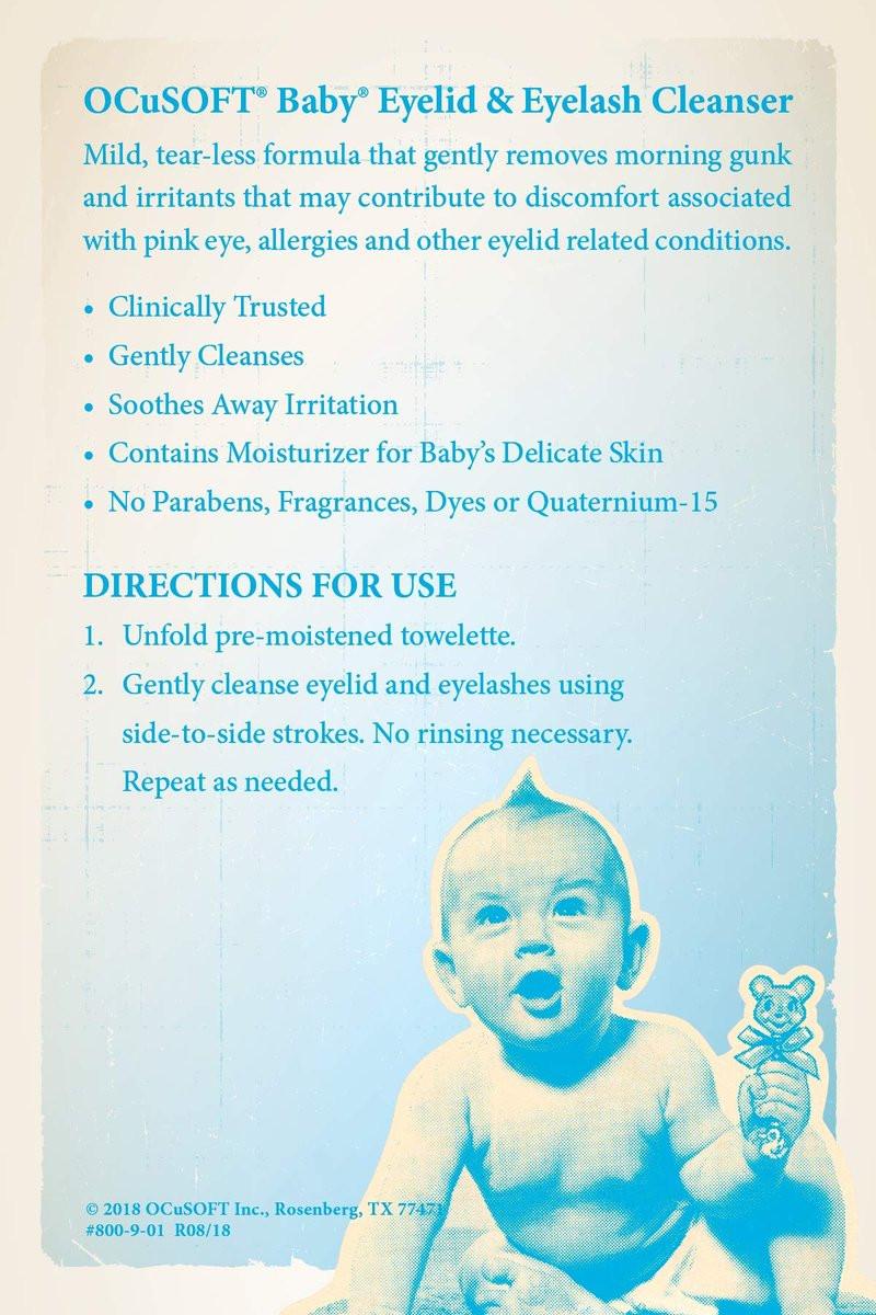 OCuSOFT Baby Augenlid- und Wimpernreiniger, vorgereinigte Tücher, Weiß/Blau, 20 Stück